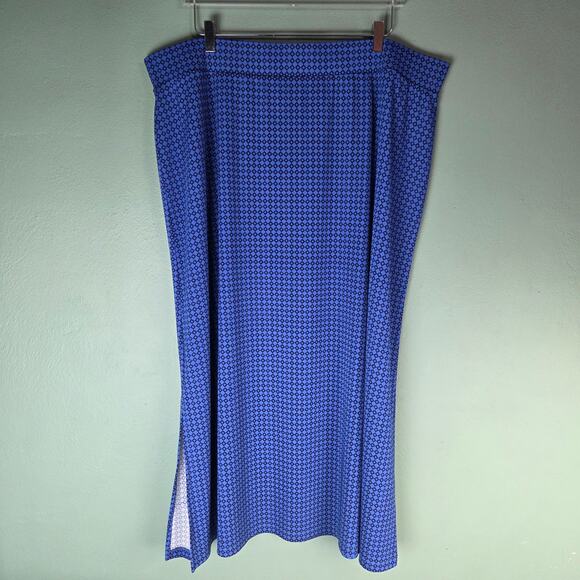 Talbots Plus Womens Blue Print Pull On Maxi Skirt Size 3X - Picture 1 of 5